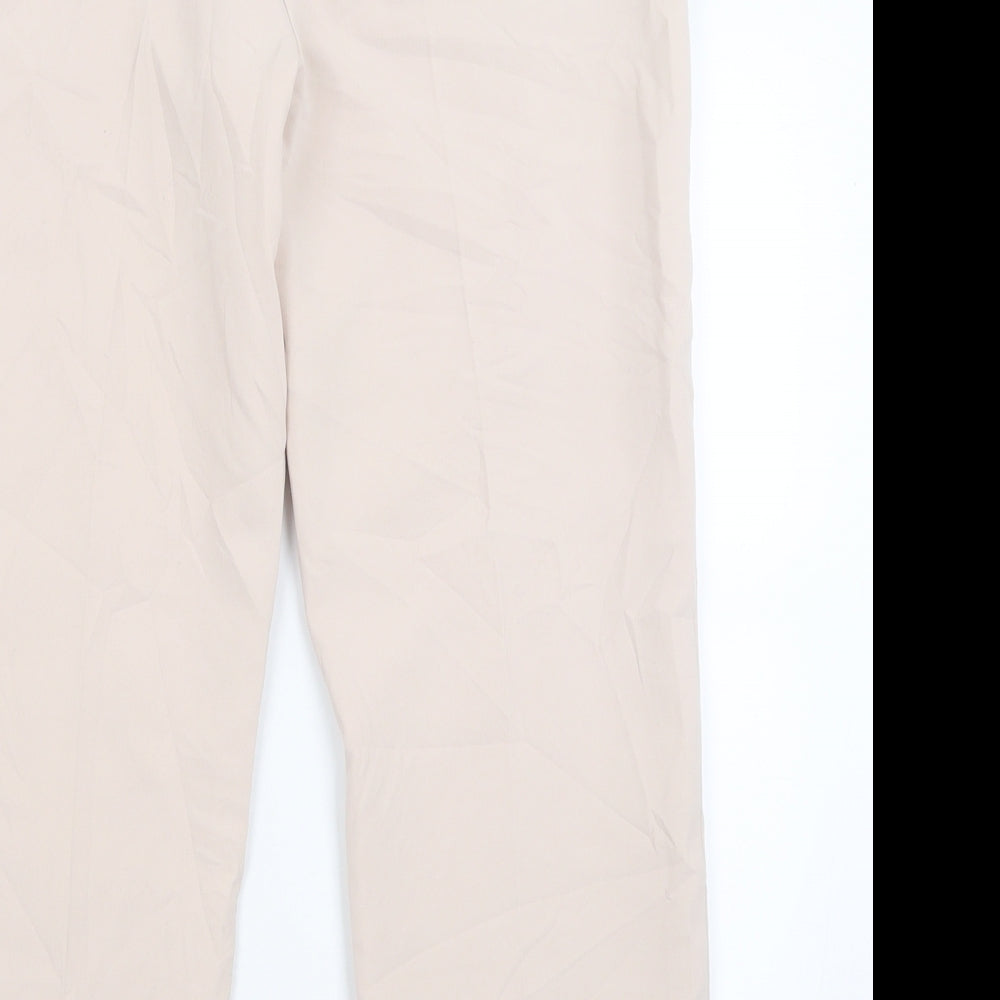 Marks and Spencer Womens Beige  Polyester Cropped Trousers Size 10 L25 in Regular Hook & Eye