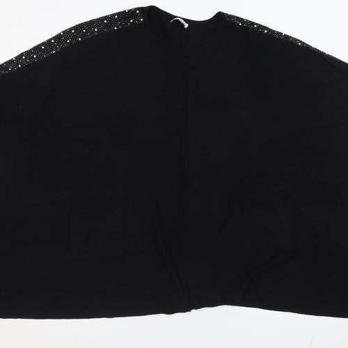Lucy Sparks Womens Black Crew Neck  Polyamide Cape Jumper Size L