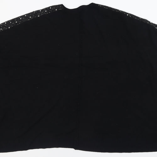 Lucy Sparks Womens Black Crew Neck  Polyamide Cape Jumper Size L