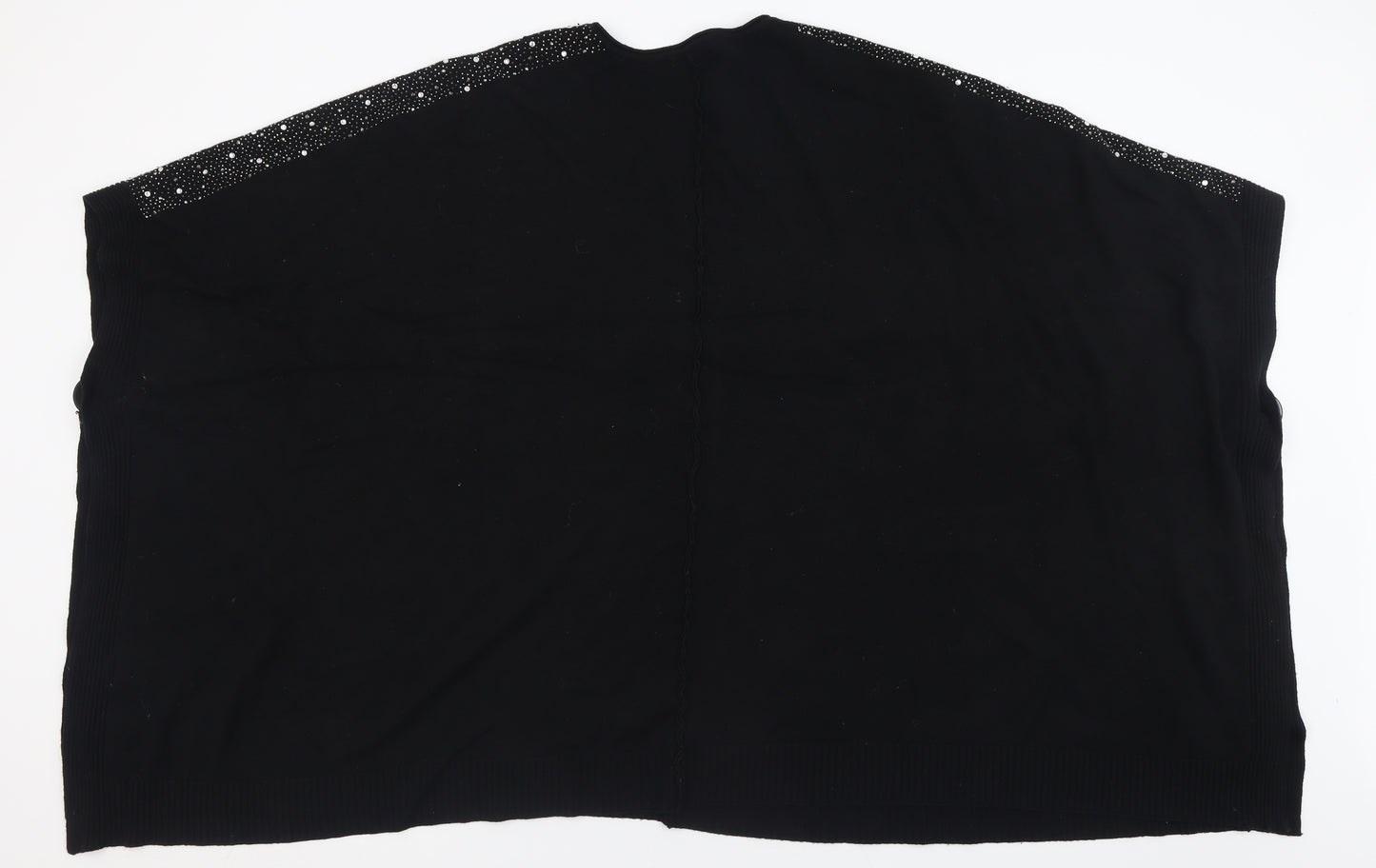Lucy Sparks Womens Black Crew Neck  Polyamide Cape Jumper Size L