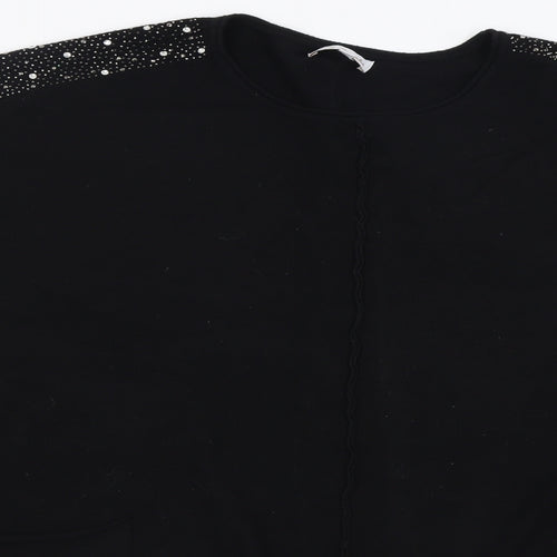 Lucy Sparks Womens Black Crew Neck  Polyamide Cape Jumper Size L
