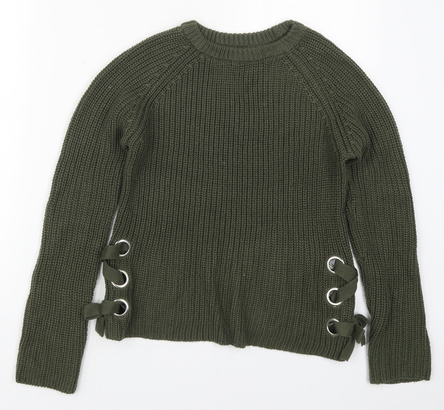 Primark Girls Green Crew Neck  Acrylic Pullover Jumper Size 12-13 Years  Pullover
