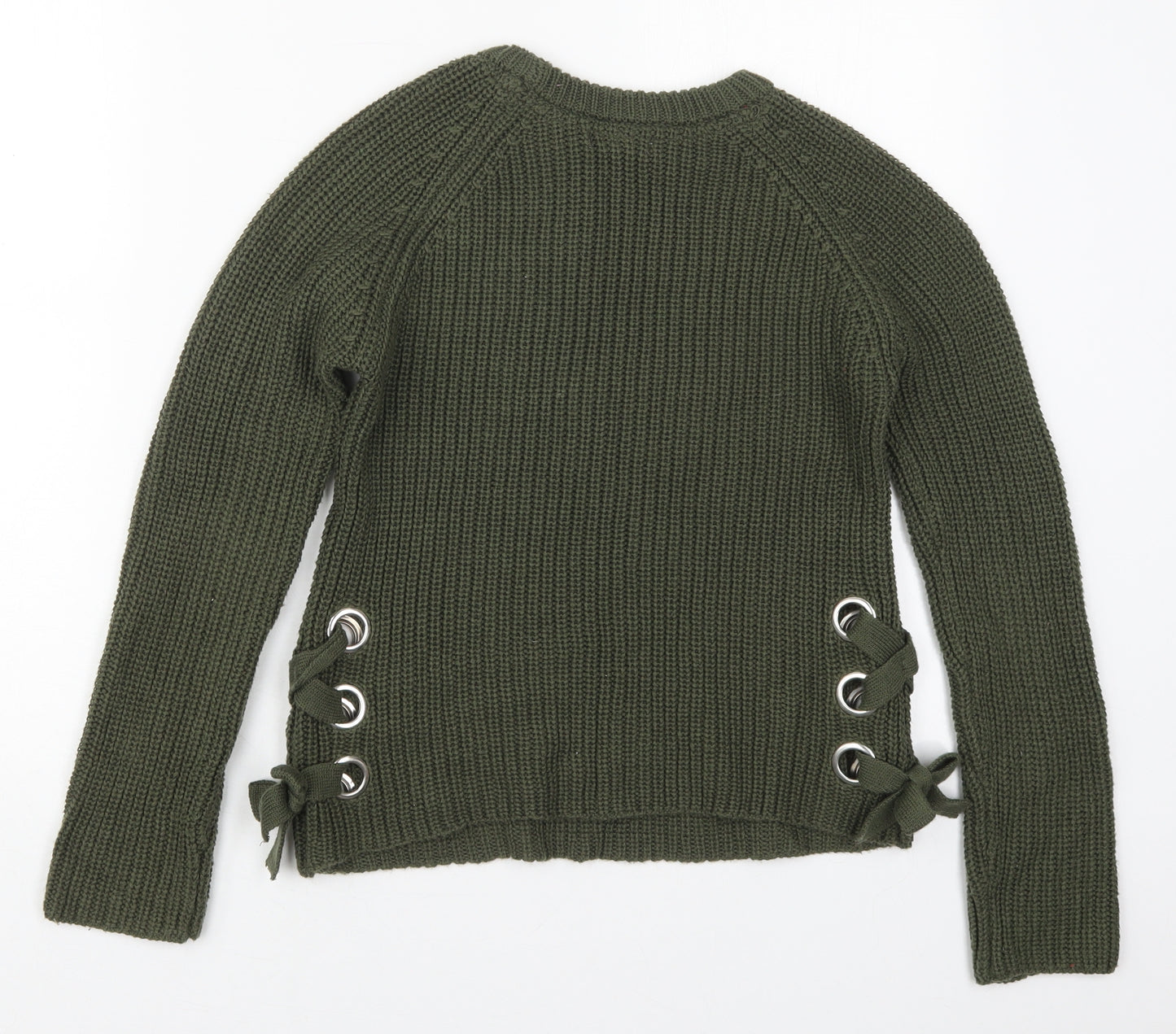 Primark Girls Green Crew Neck  Acrylic Pullover Jumper Size 12-13 Years  Pullover