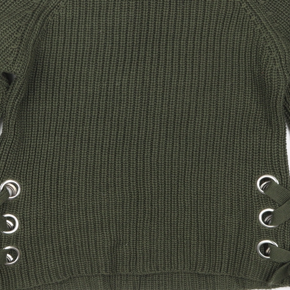 Primark Girls Green Crew Neck  Acrylic Pullover Jumper Size 12-13 Years  Pullover