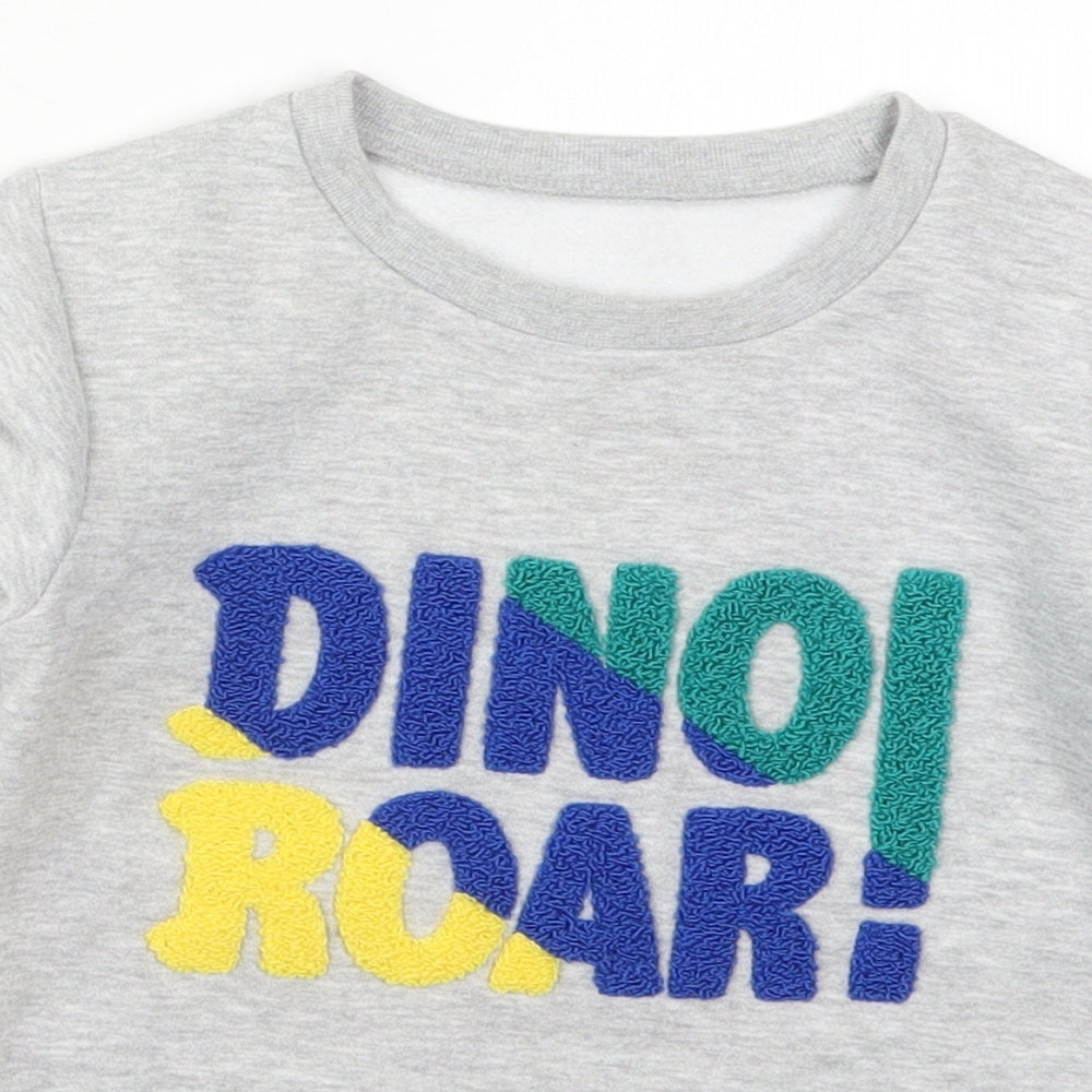 Matalan Boys Grey  Cotton Pullover Sweatshirt Size 3-4 Years  Pullover - Dino Roar