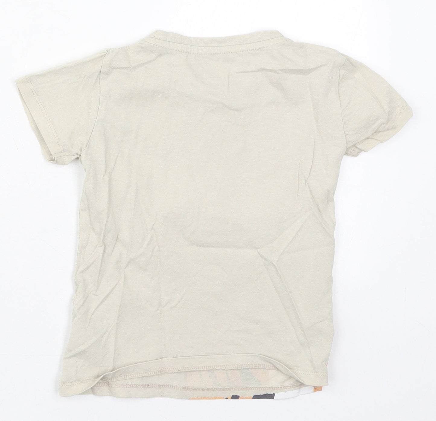 Dunnes Boys Beige  Cotton Basic T-Shirt Size 3-4 Years Crew Neck Pullover - Tiger I'm The Boss