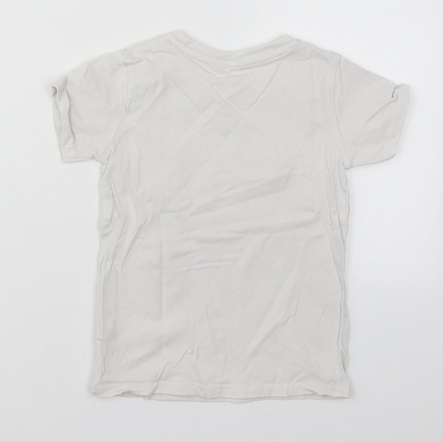 Dunnes Boys White  Cotton Basic T-Shirt Size 3-4 Years Crew Neck Pullover - Football