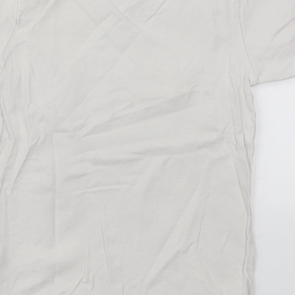 Dunnes Boys White  Cotton Basic T-Shirt Size 3-4 Years Crew Neck Pullover - Football