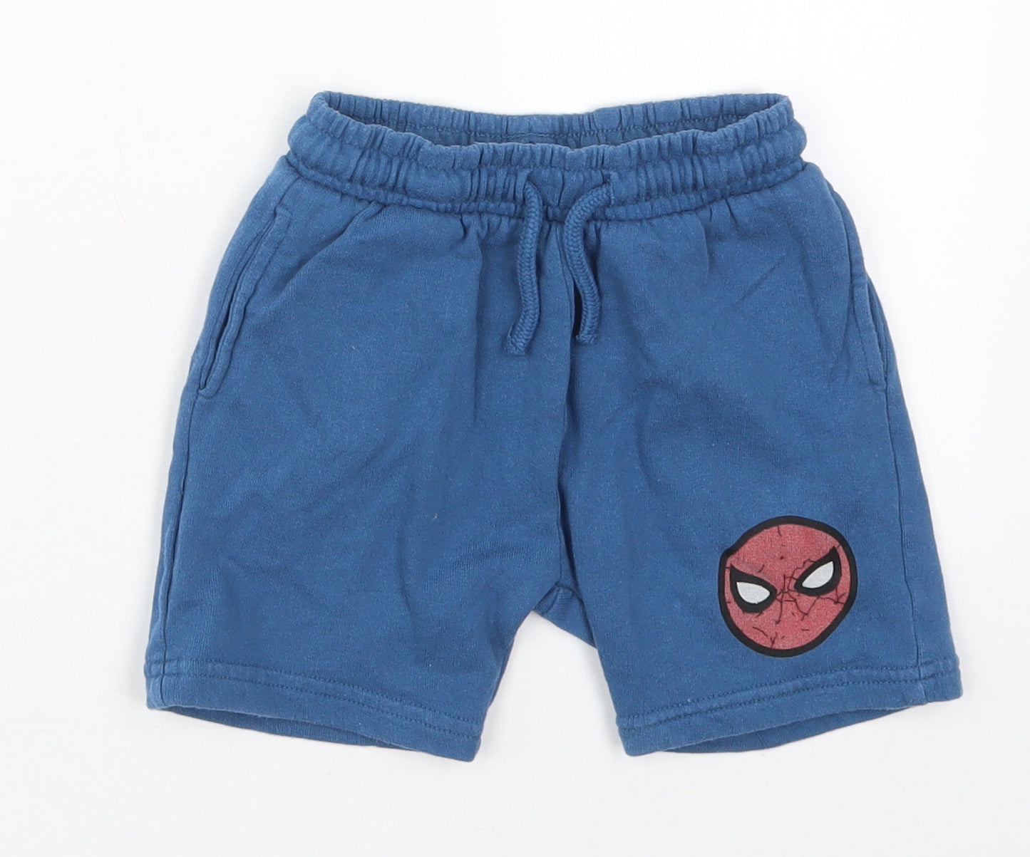 NEXT Boys Blue  Cotton Sweat Shorts Size 3 Years  Regular Drawstring - Spiderman