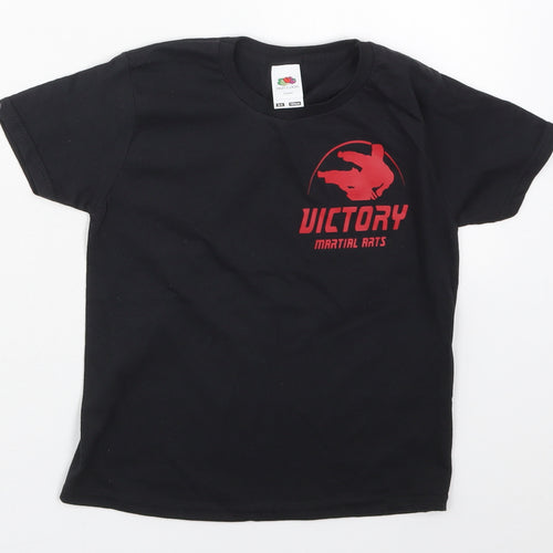 Fruit of the Loom Boys Black  Cotton Basic T-Shirt Size 3-4 Years Crew Neck Pullover - Victory Martial Arts