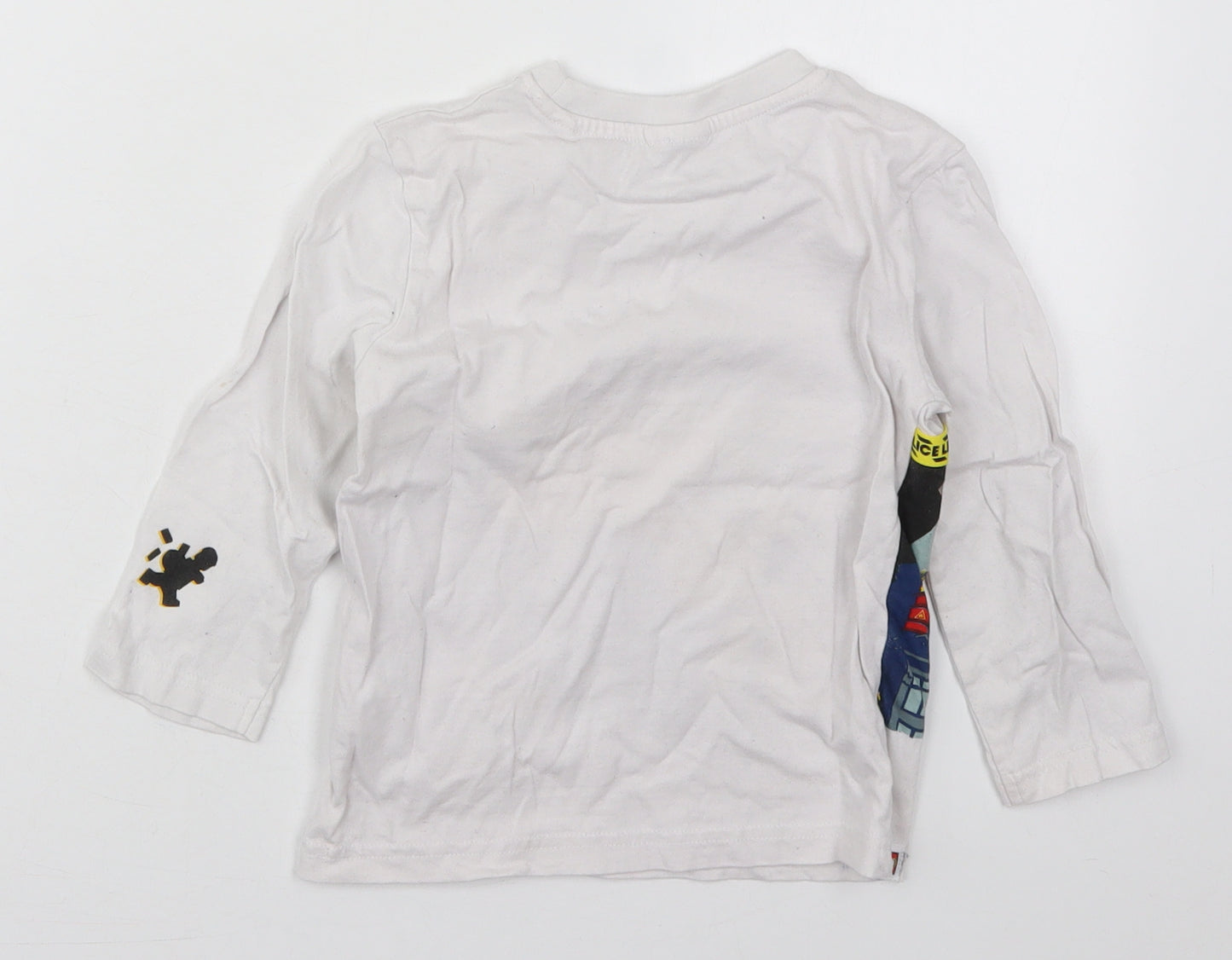 NEXT Boys White  Cotton Basic T-Shirt Size 3 Years Crew Neck Pullover - Lego Police