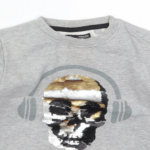 NEXT Boys Grey  Cotton Pullover Sweatshirt Size 9 Years  Pullover - DJ Skull