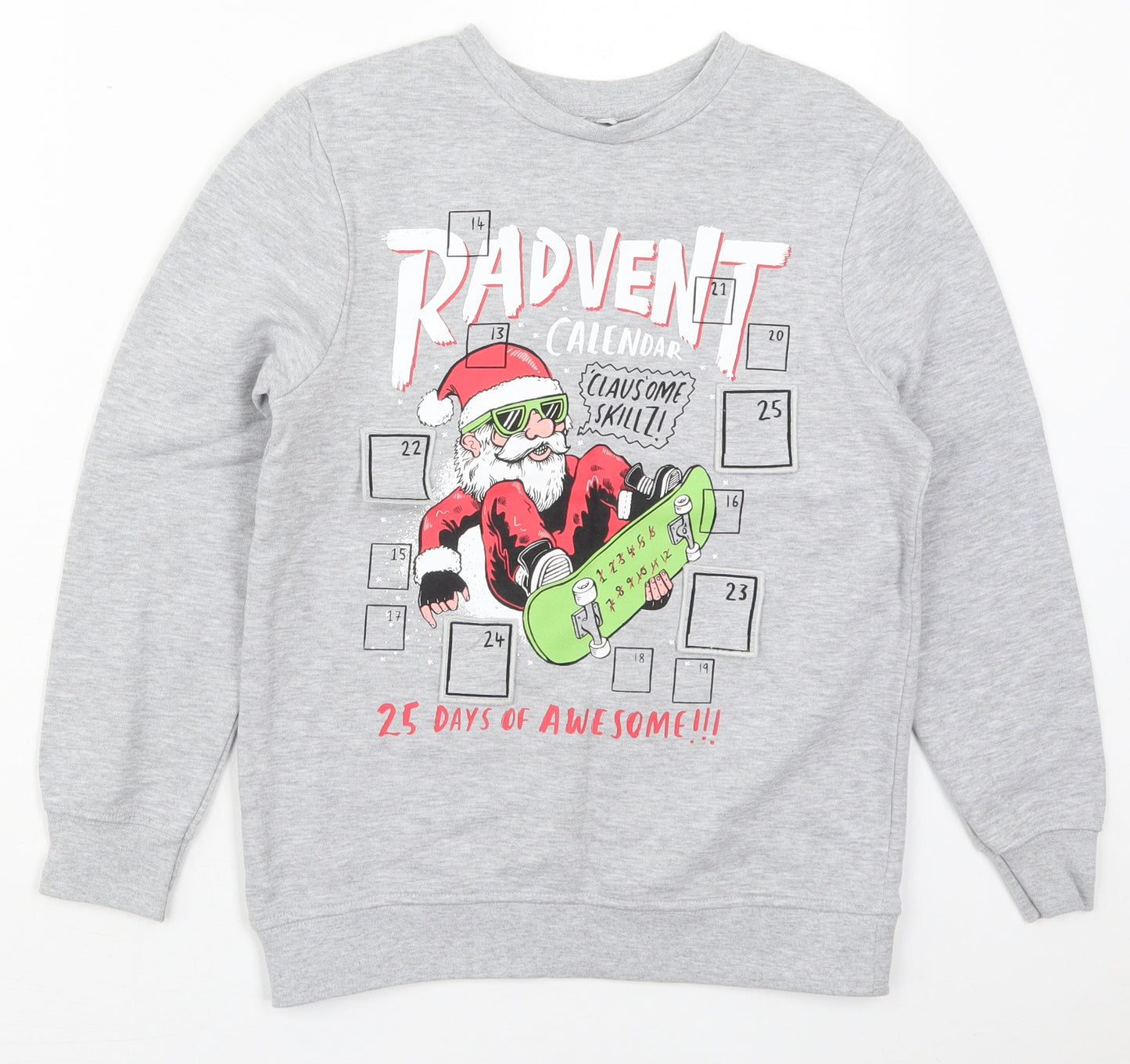 George Boys Grey  Cotton Pullover Sweatshirt Size 10-11 Years  Pullover - Radvent Calander