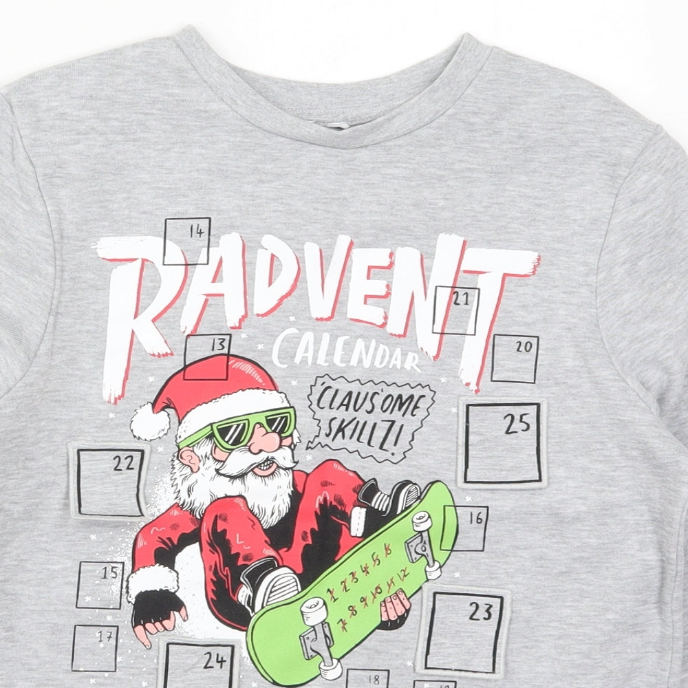 George Boys Grey  Cotton Pullover Sweatshirt Size 10-11 Years  Pullover - Radvent Calander
