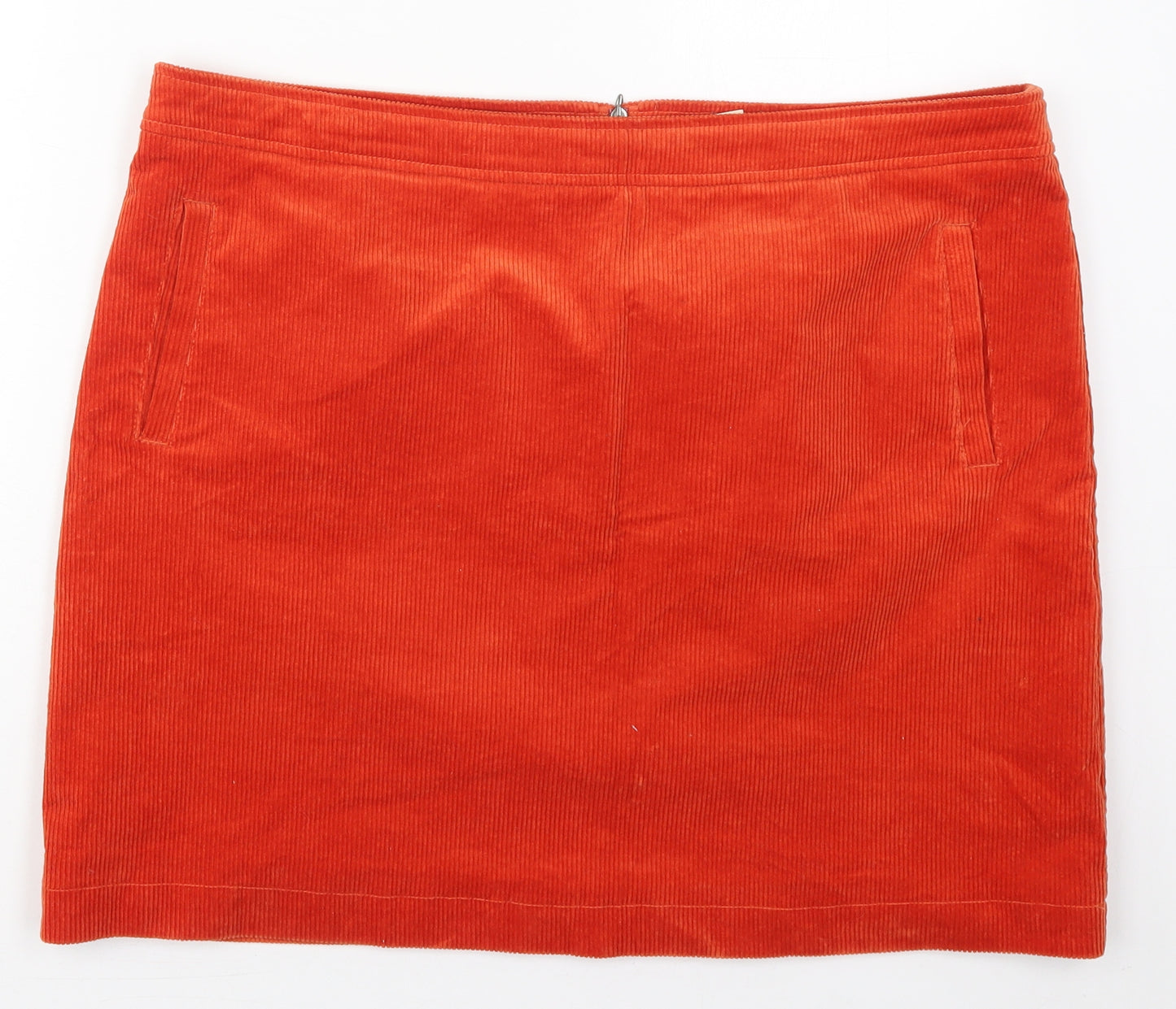 White Stuff Womens Orange  Cotton Mini Skirt Size 18   Zip