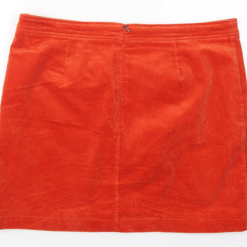 White Stuff Womens Orange  Cotton Mini Skirt Size 18   Zip