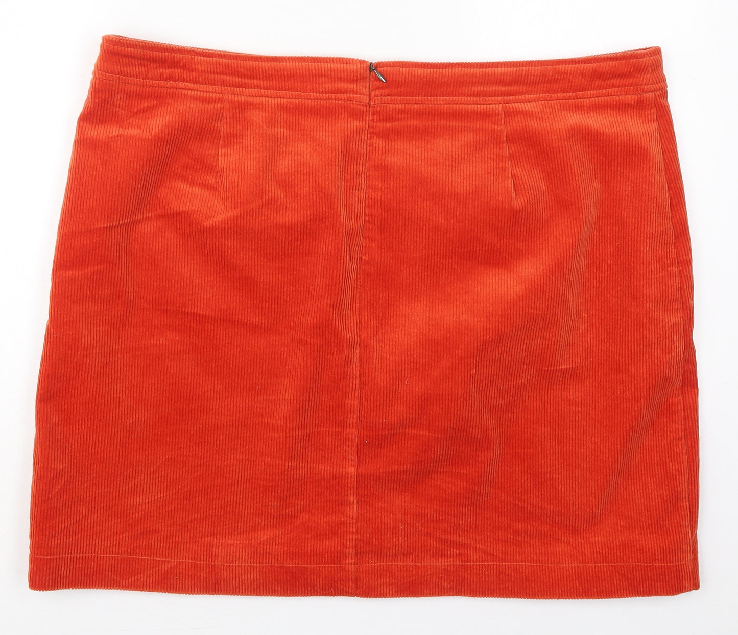 White Stuff Womens Orange  Cotton Mini Skirt Size 18   Zip
