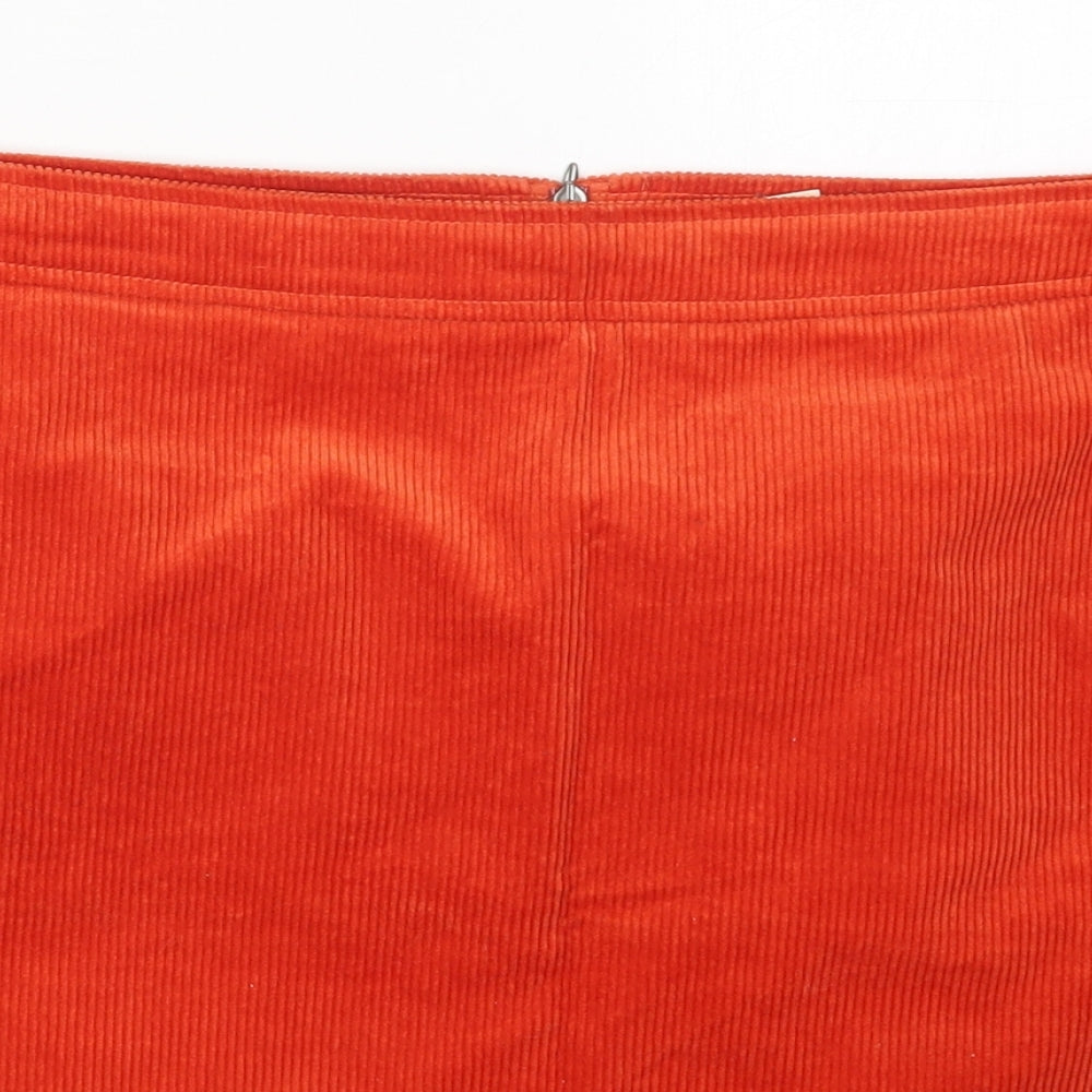 White Stuff Womens Orange  Cotton Mini Skirt Size 18   Zip