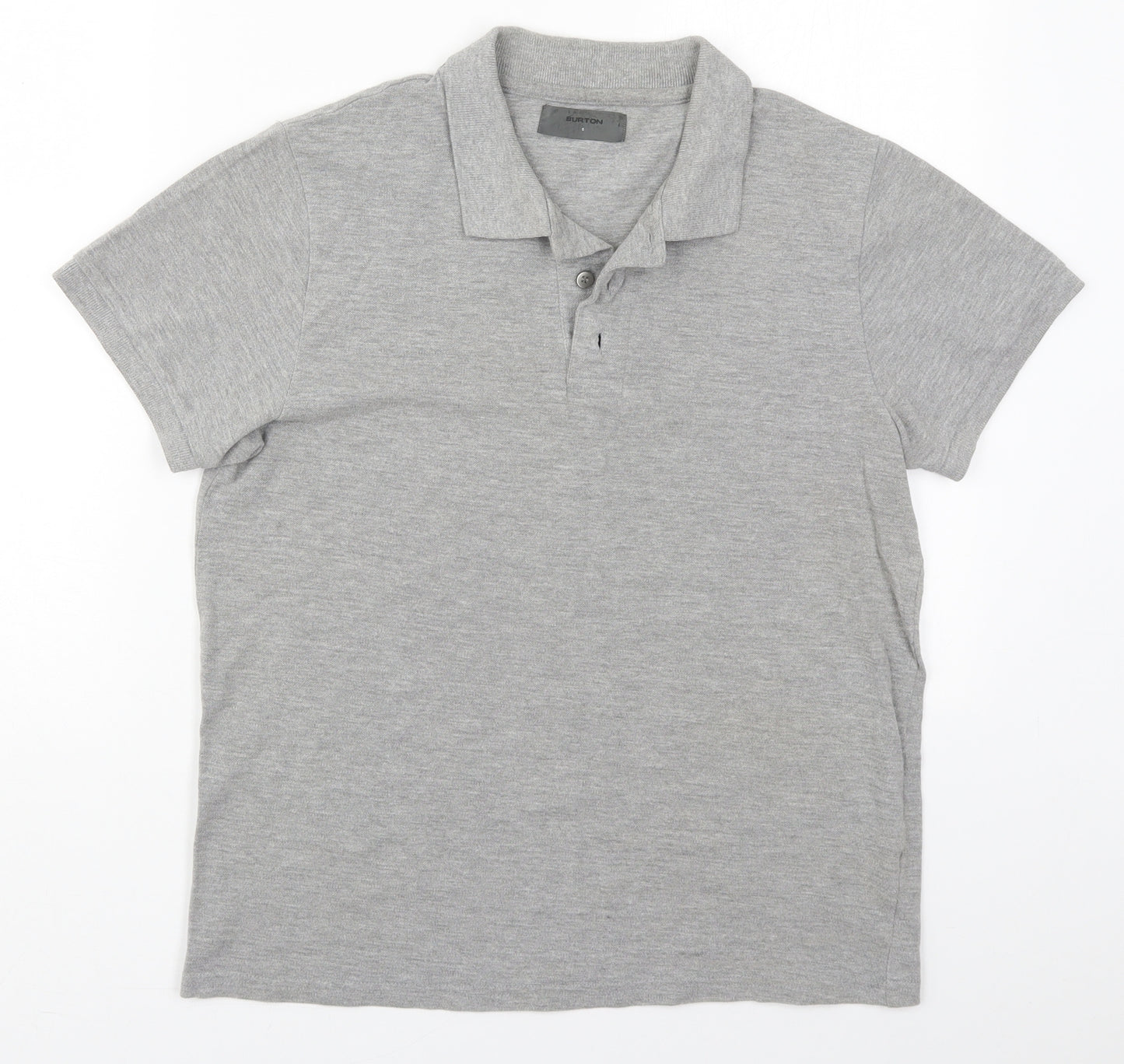 Burton Mens Grey  Cotton  Polo Size S Collared Pullover
