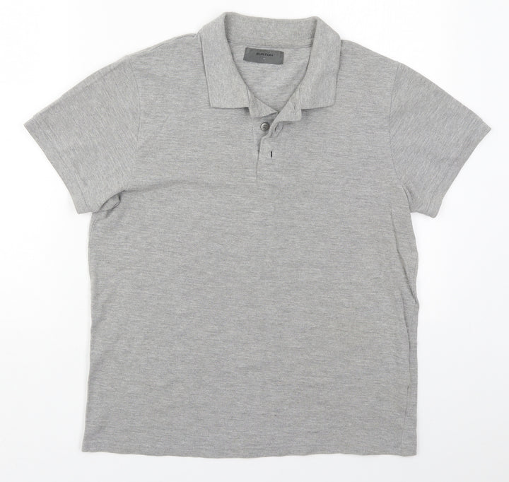 Burton Mens Grey  Cotton  Polo Size S Collared Pullover