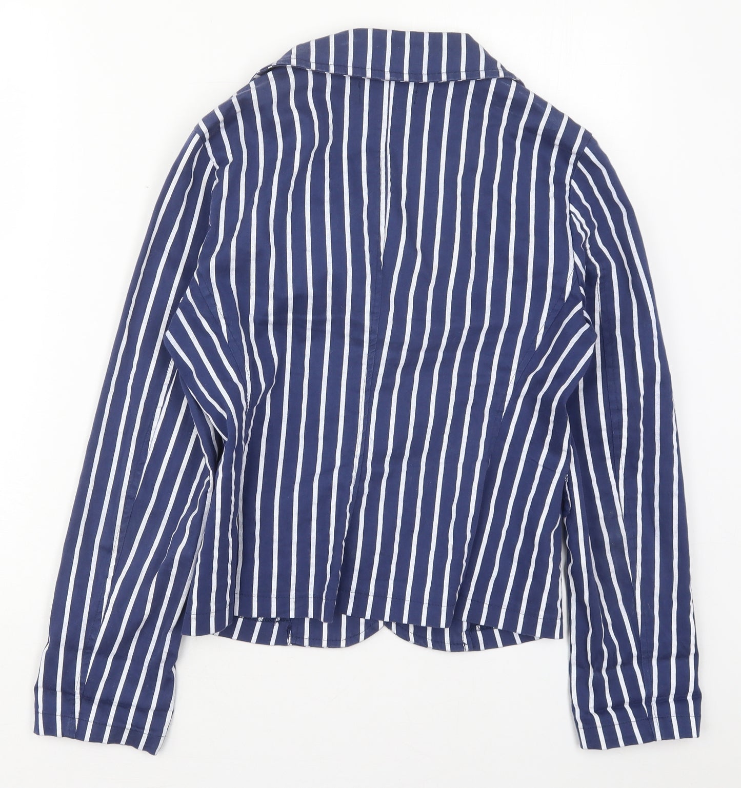 MODO Womens Blue Striped Cotton Jacket Blazer Size 12