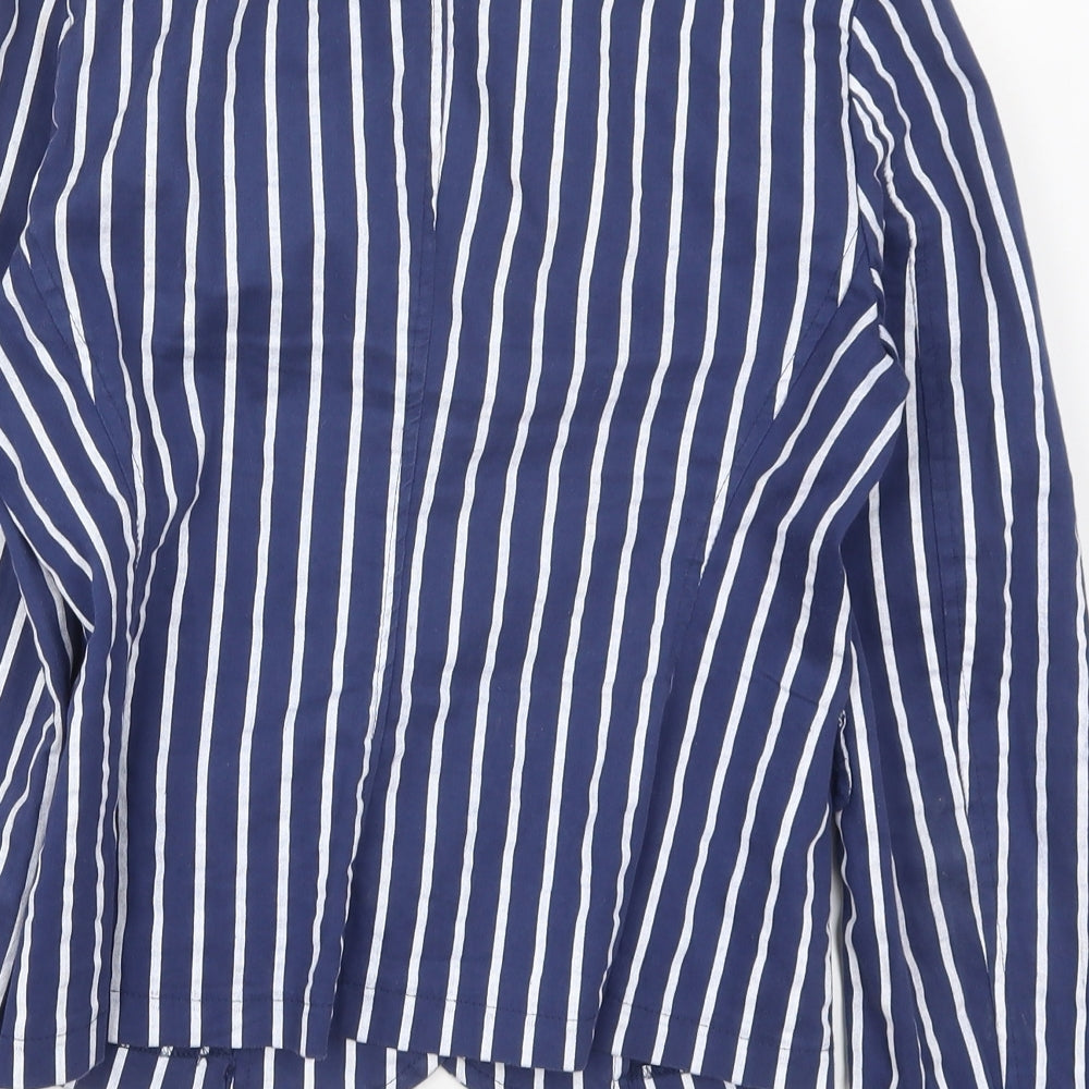MODO Womens Blue Striped Cotton Jacket Blazer Size 12