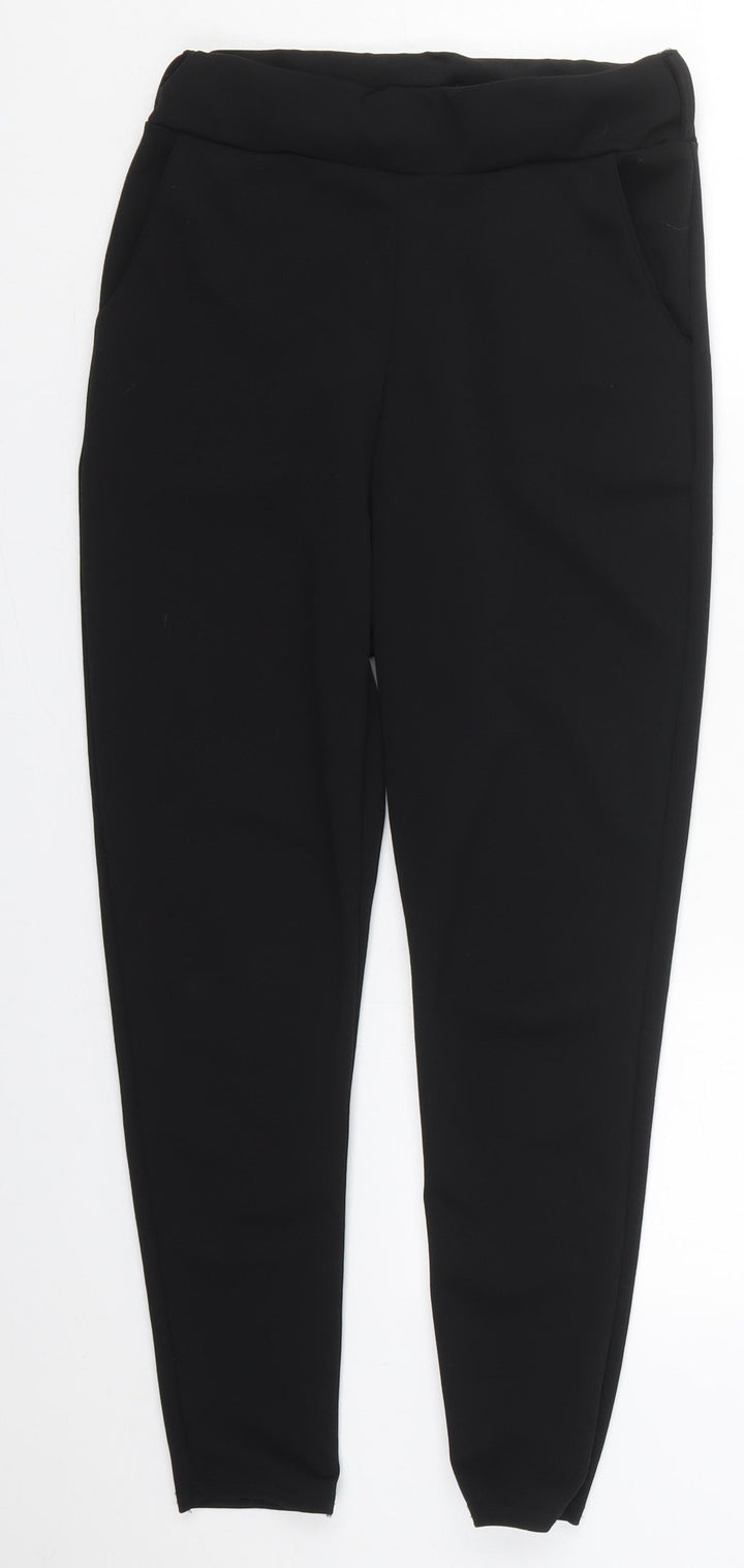 Boohoo Womens Black  Polyester Carrot Trousers Size 10 L25 in Regular