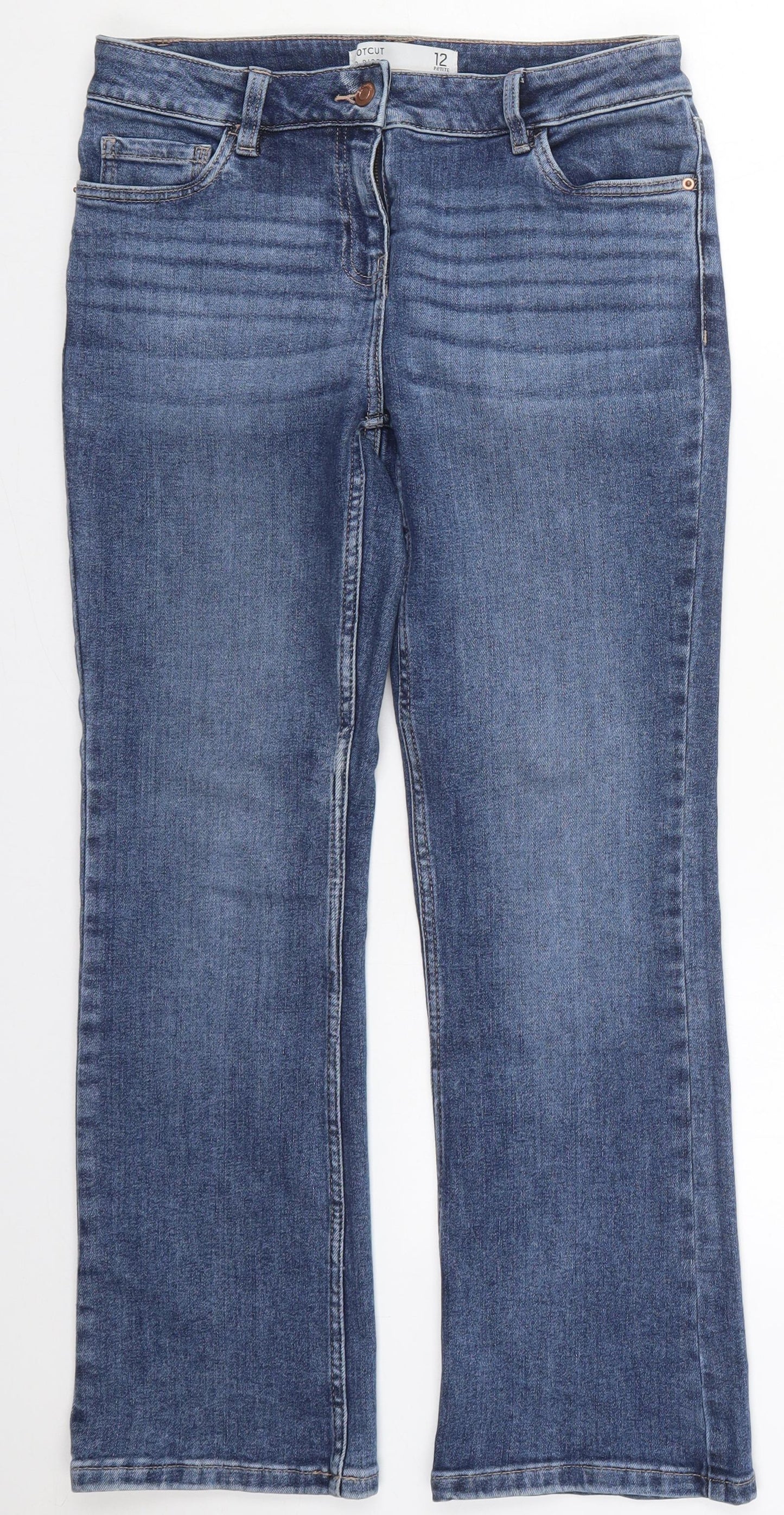 NEXT Womens Blue  Cotton Bootcut Jeans Size 12 L27.5 in Regular Button