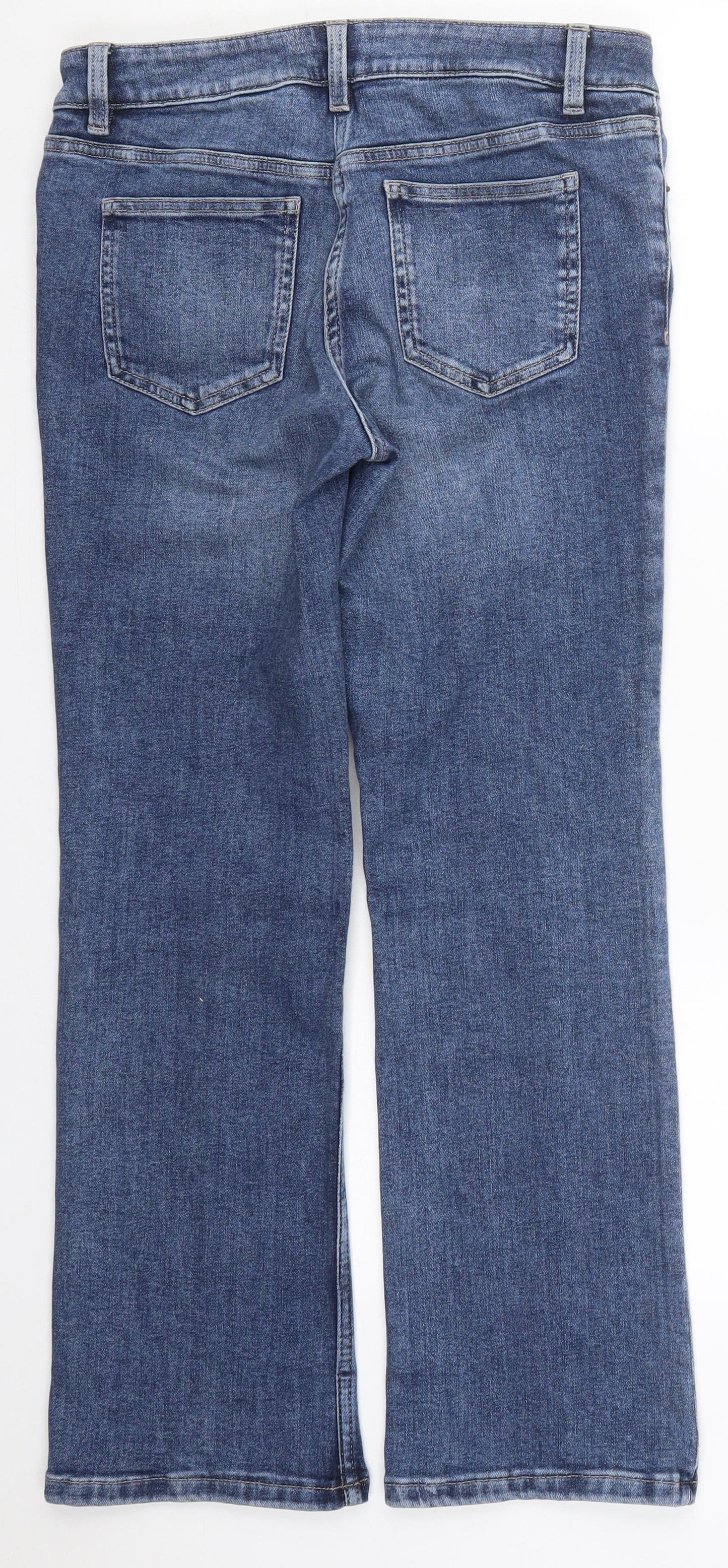 NEXT Womens Blue  Cotton Bootcut Jeans Size 12 L27.5 in Regular Button