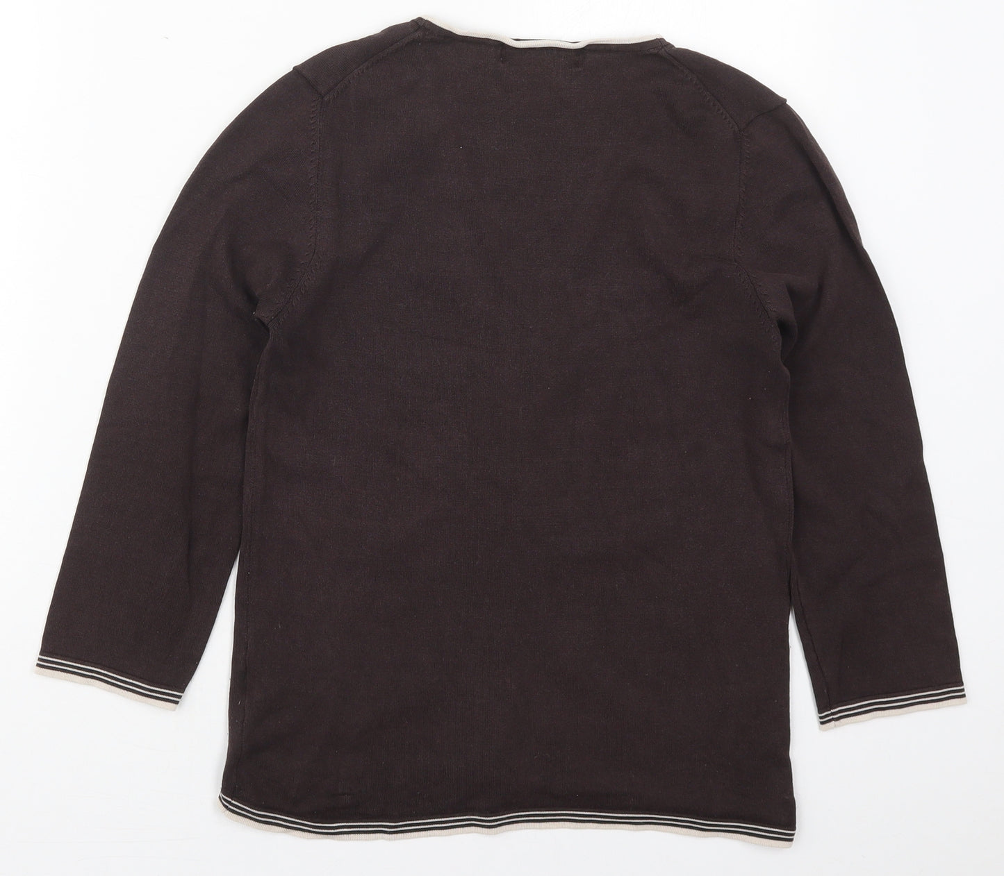 Monsoon Womens Brown V-Neck  Silk Cardigan Jumper Size 8
