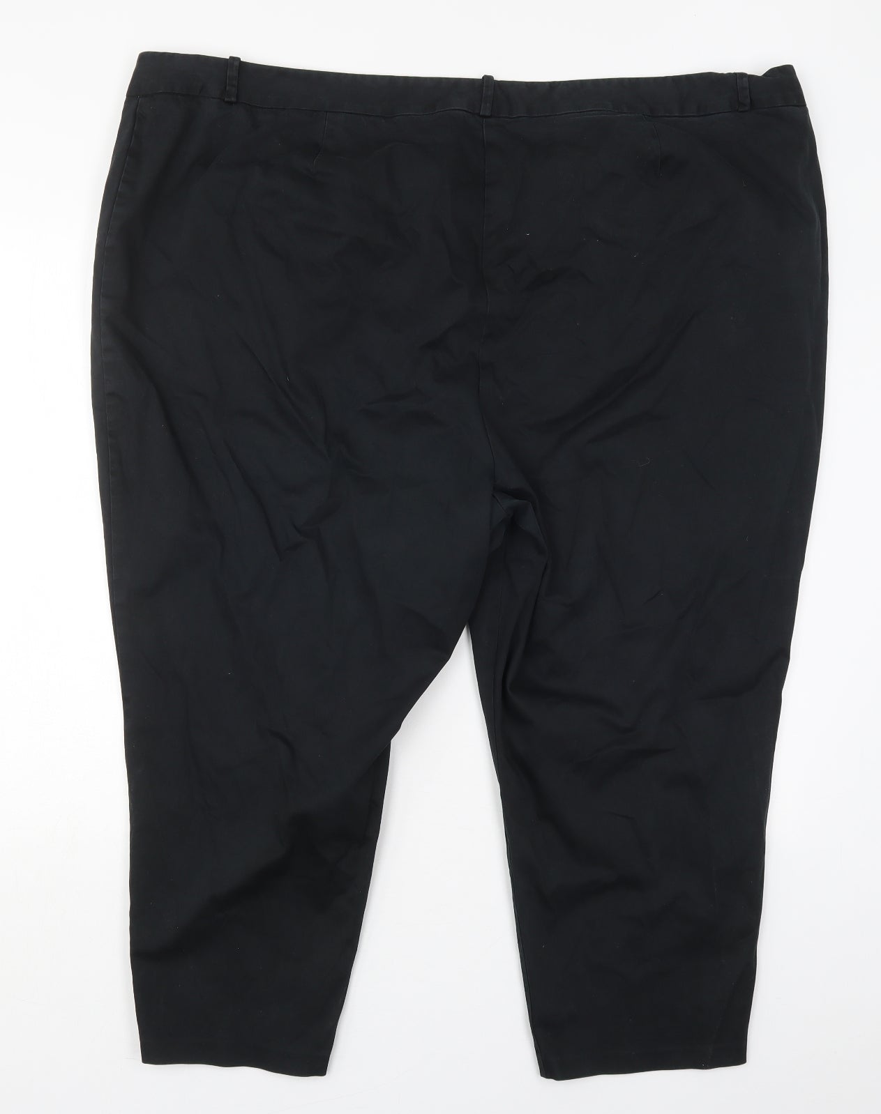 Marks and Spencer Womens Black  Cotton Trousers  Size 18 L22 in Regular Hook & Eye