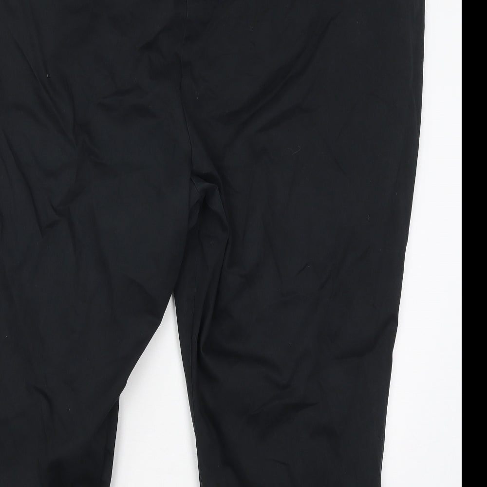 Marks and Spencer Womens Black  Cotton Trousers  Size 18 L22 in Regular Hook & Eye