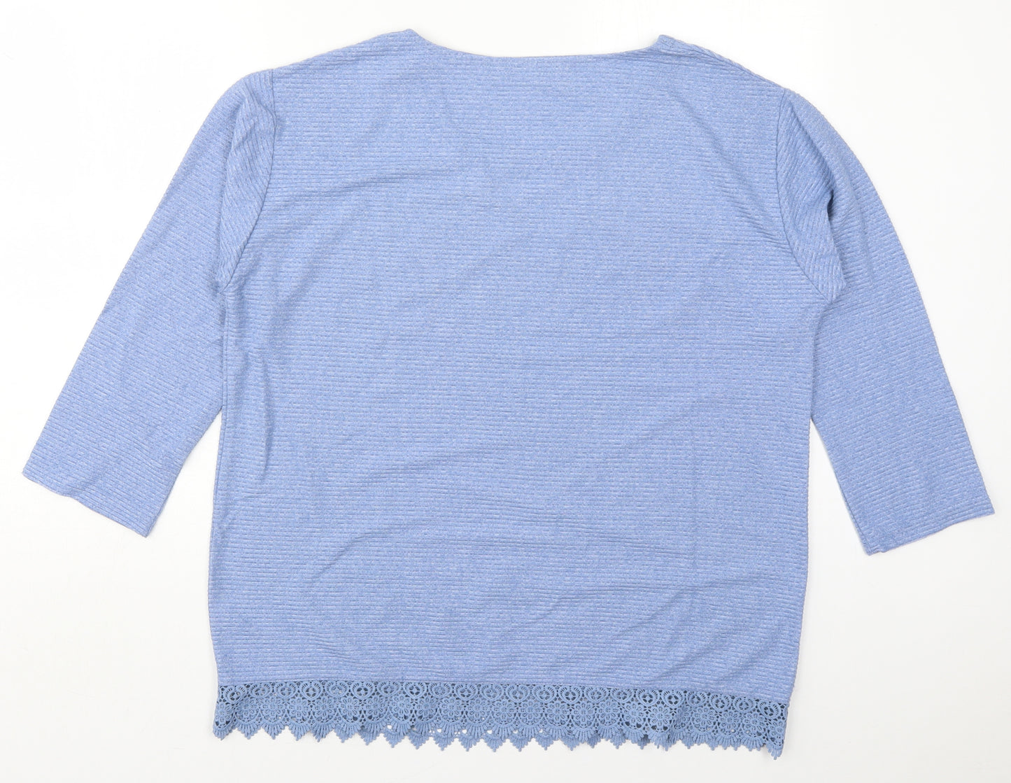 Bonmarché Womens Blue  Viscose Basic T-Shirt Size 16 Round Neck