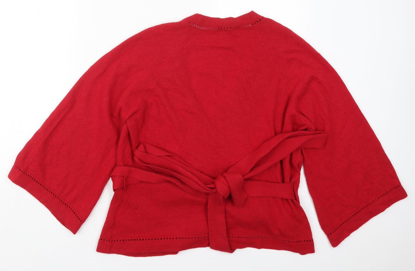 Coast Womens Red V-Neck  Viscose Wrap Jumper Size 18