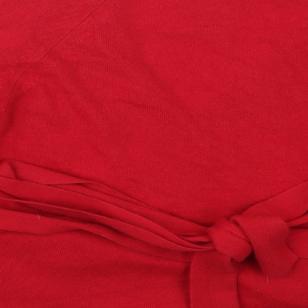 Coast Womens Red V-Neck  Viscose Wrap Jumper Size 18