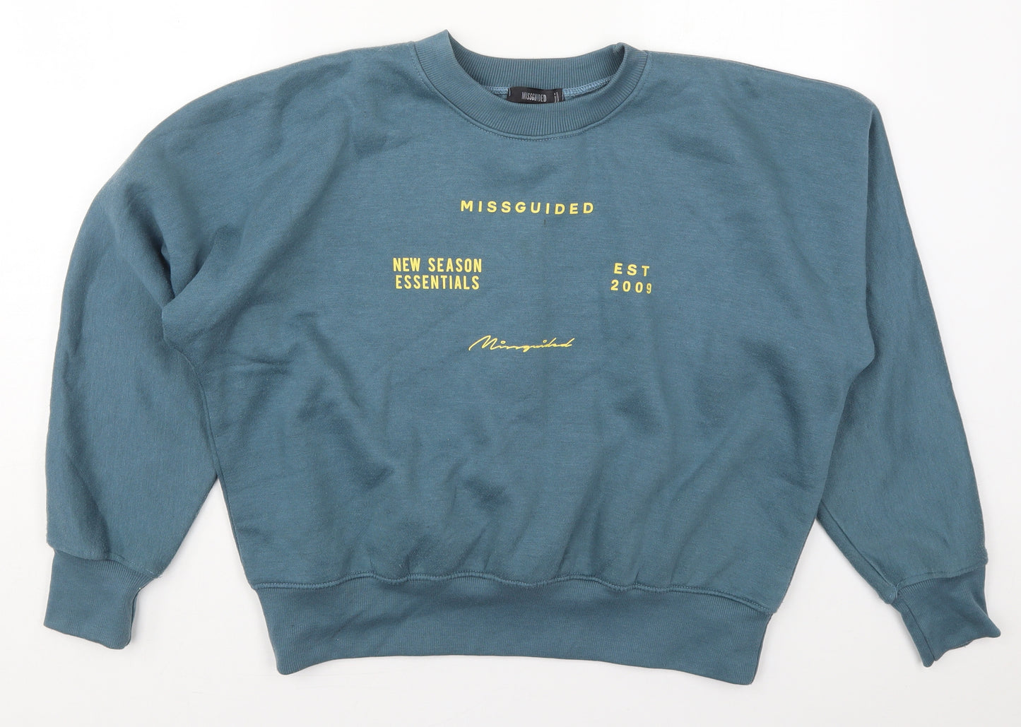 Missguided Womens Blue  Cotton Pullover Sweatshirt Size 8  Pullover - New Season Essentials