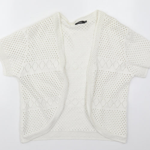 Glimpse Womens White V-Neck  Acrylic Cardigan Jumper Size L