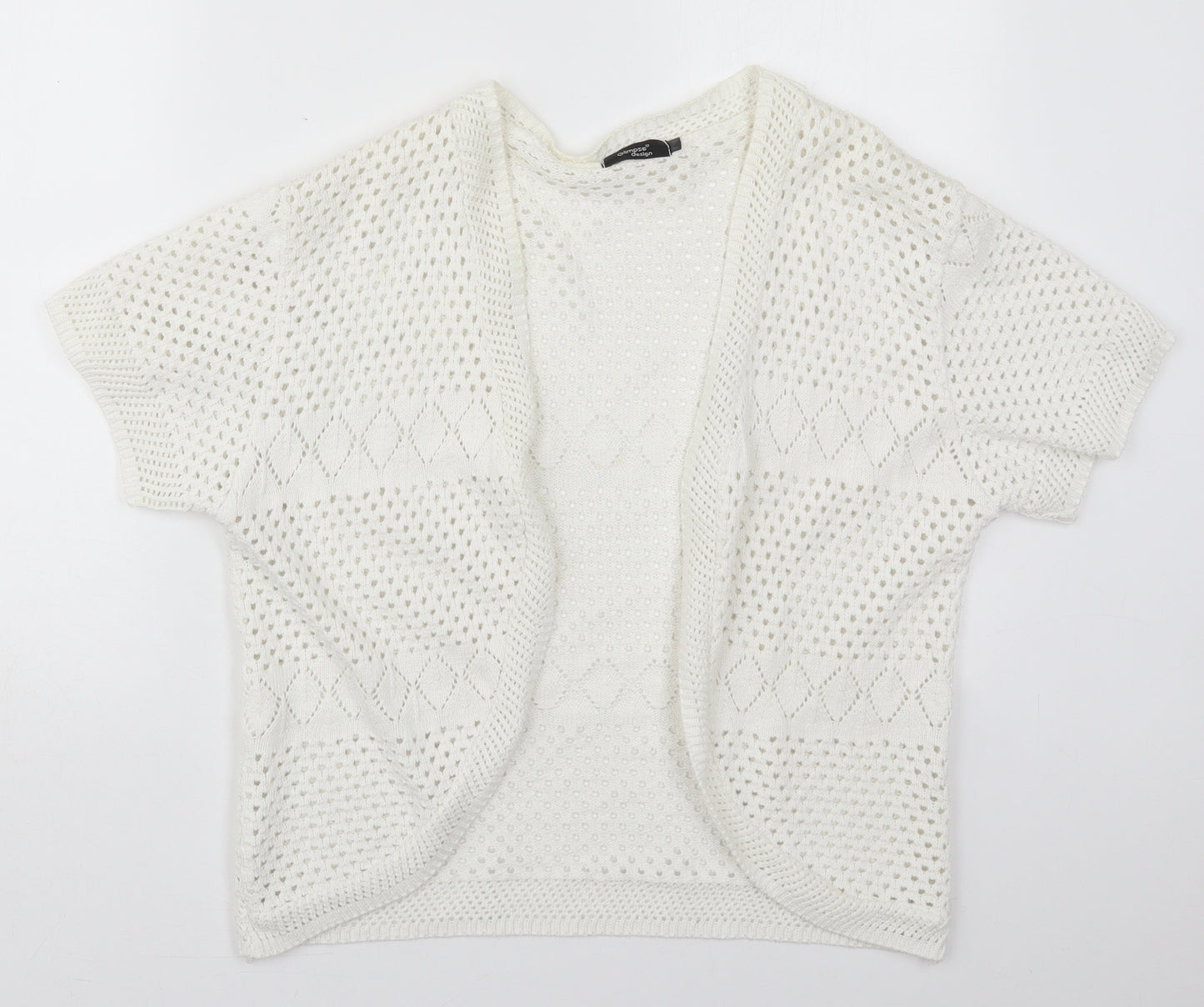 Glimpse Womens White V-Neck  Acrylic Cardigan Jumper Size L
