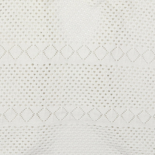 Glimpse Womens White V-Neck  Acrylic Cardigan Jumper Size L