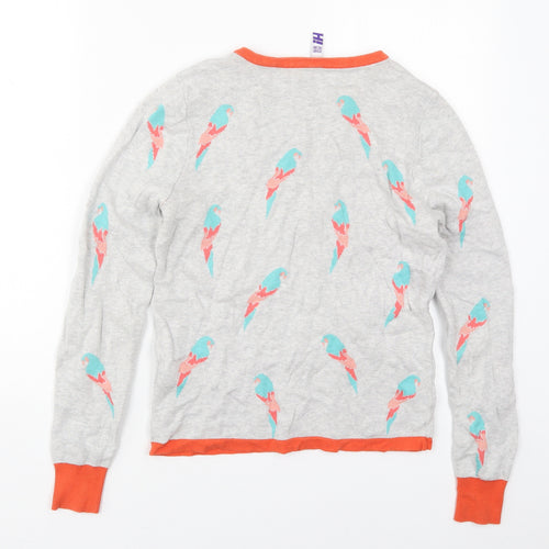 Henry Holland Womens Grey Crew Neck  Cotton Pullover Jumper Size 12   - Parrots