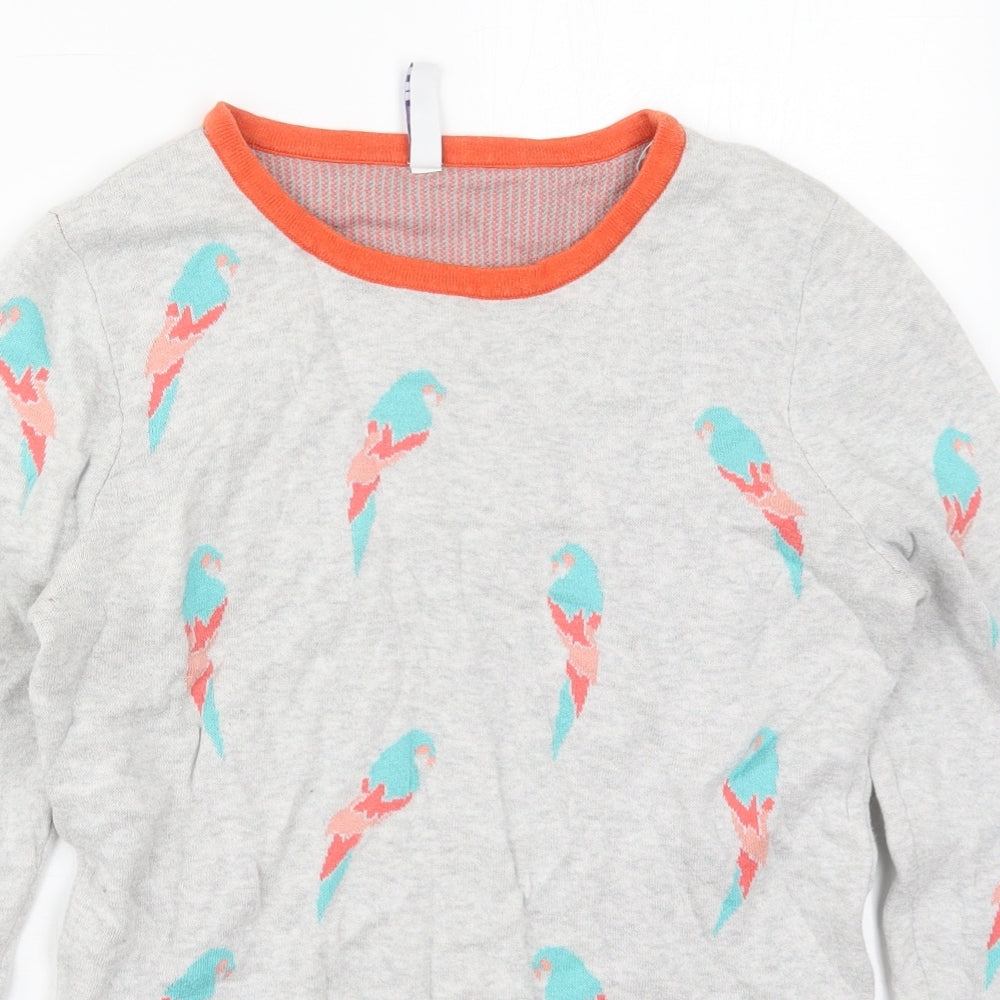 Henry Holland Womens Grey Crew Neck  Cotton Pullover Jumper Size 12   - Parrots