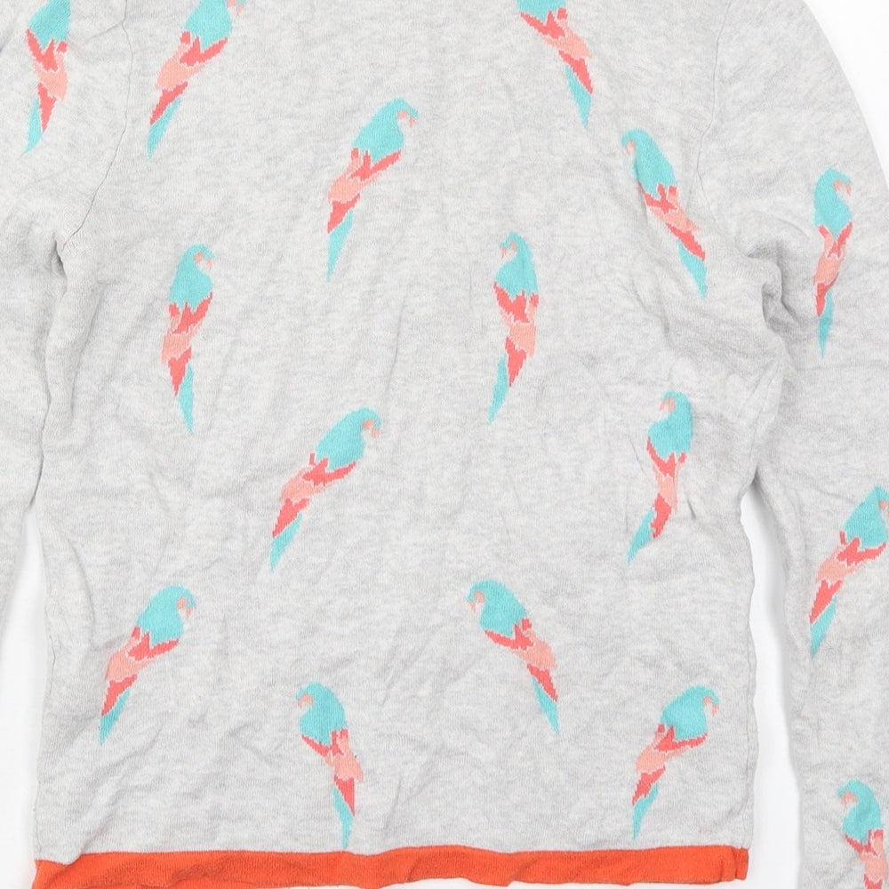 Henry Holland Womens Grey Crew Neck  Cotton Pullover Jumper Size 12   - Parrots