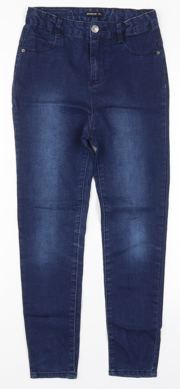 RESERVED Girls Black  Cotton Skinny Jeans Size 11 Years  Regular Button