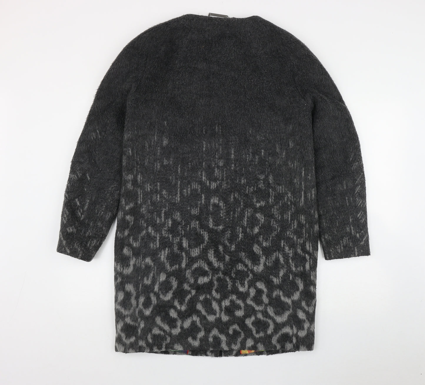 Ted Baker Womens Grey Animal Print  Overcoat Coat Size 6  Zip