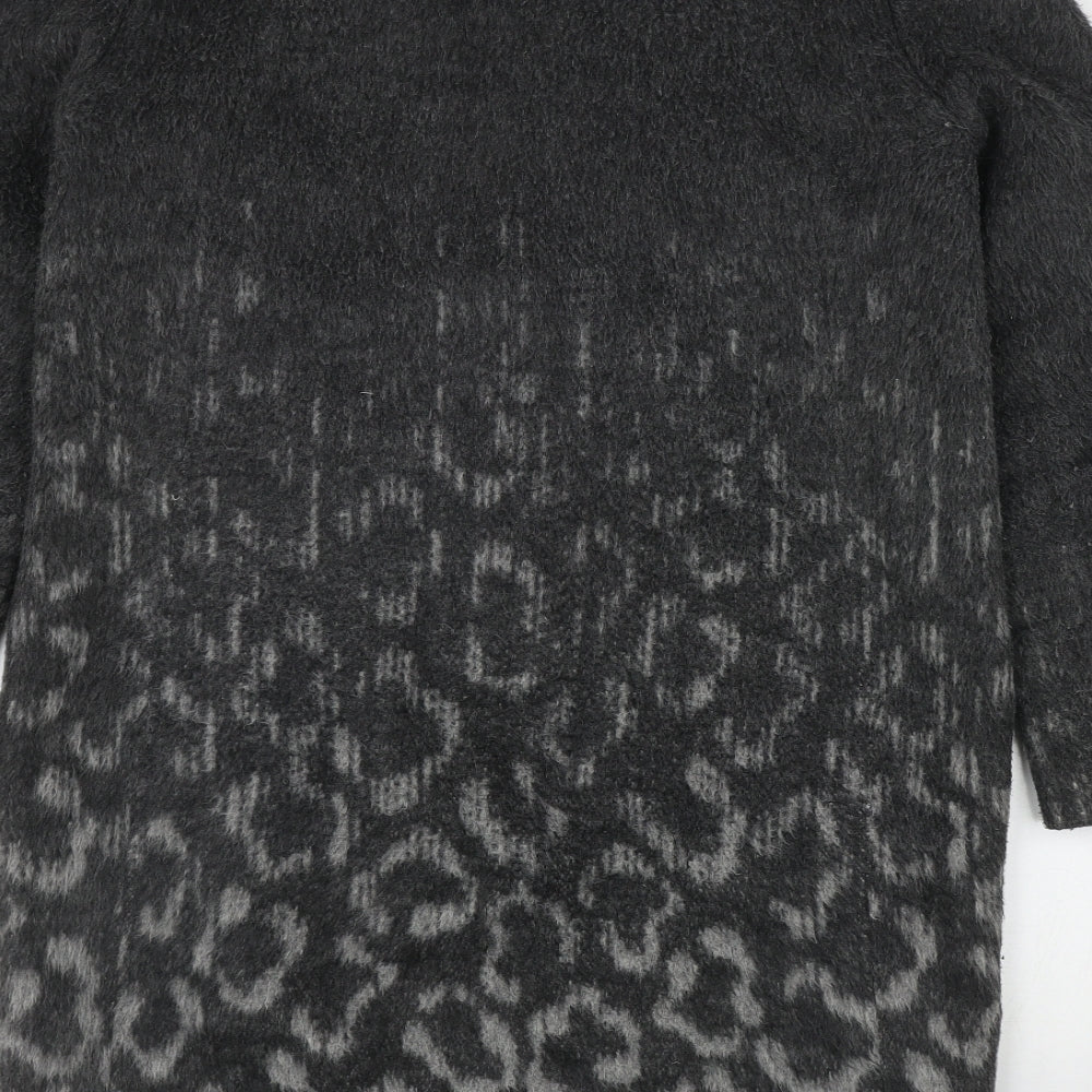 Ted Baker Womens Grey Animal Print  Overcoat Coat Size 6  Zip