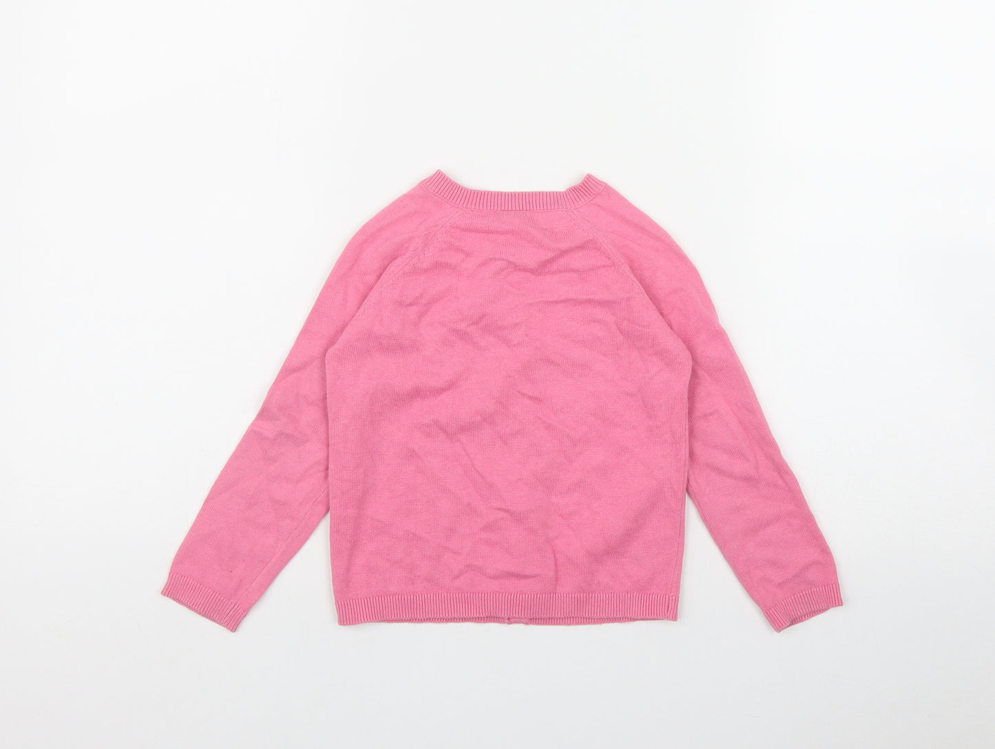 TU Girls Pink Round Neck Geometric Cotton Cardigan Jumper Size 2-3 Years  Button - Watermelon Print