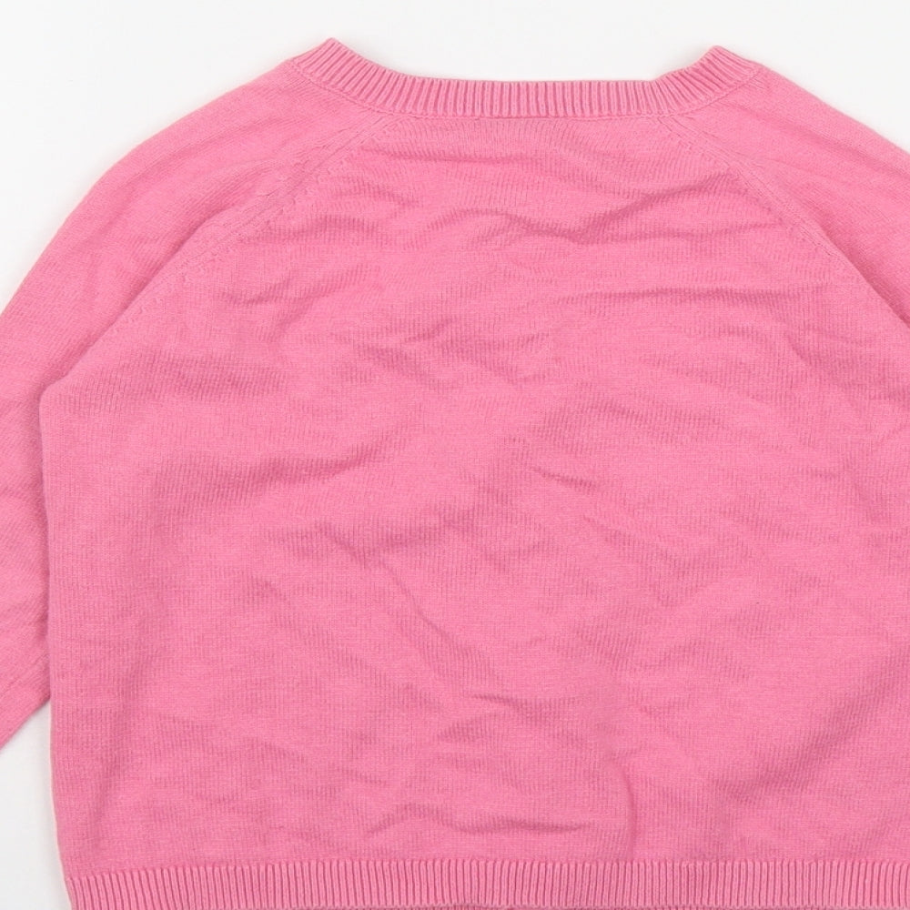 TU Girls Pink Round Neck Geometric Cotton Cardigan Jumper Size 2-3 Years  Button - Watermelon Print