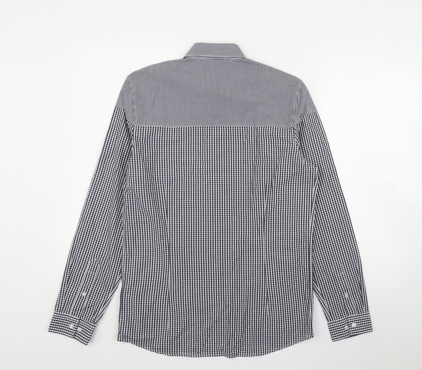 NEXT Mens Black Check Cotton  Button-Up Size S Collared Button
