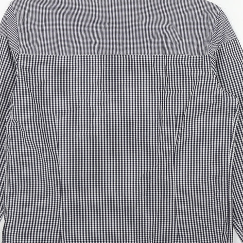 NEXT Mens Black Check Cotton  Button-Up Size S Collared Button