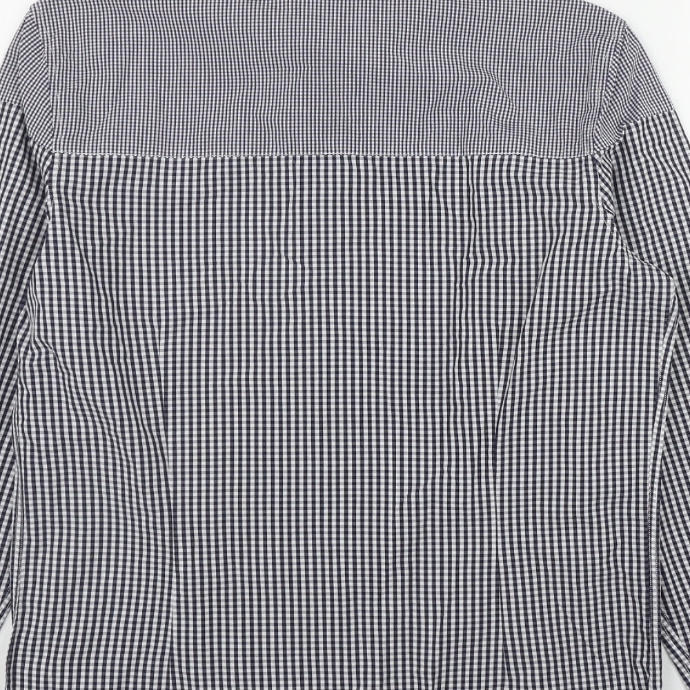 NEXT Mens Black Check Cotton  Button-Up Size S Collared Button